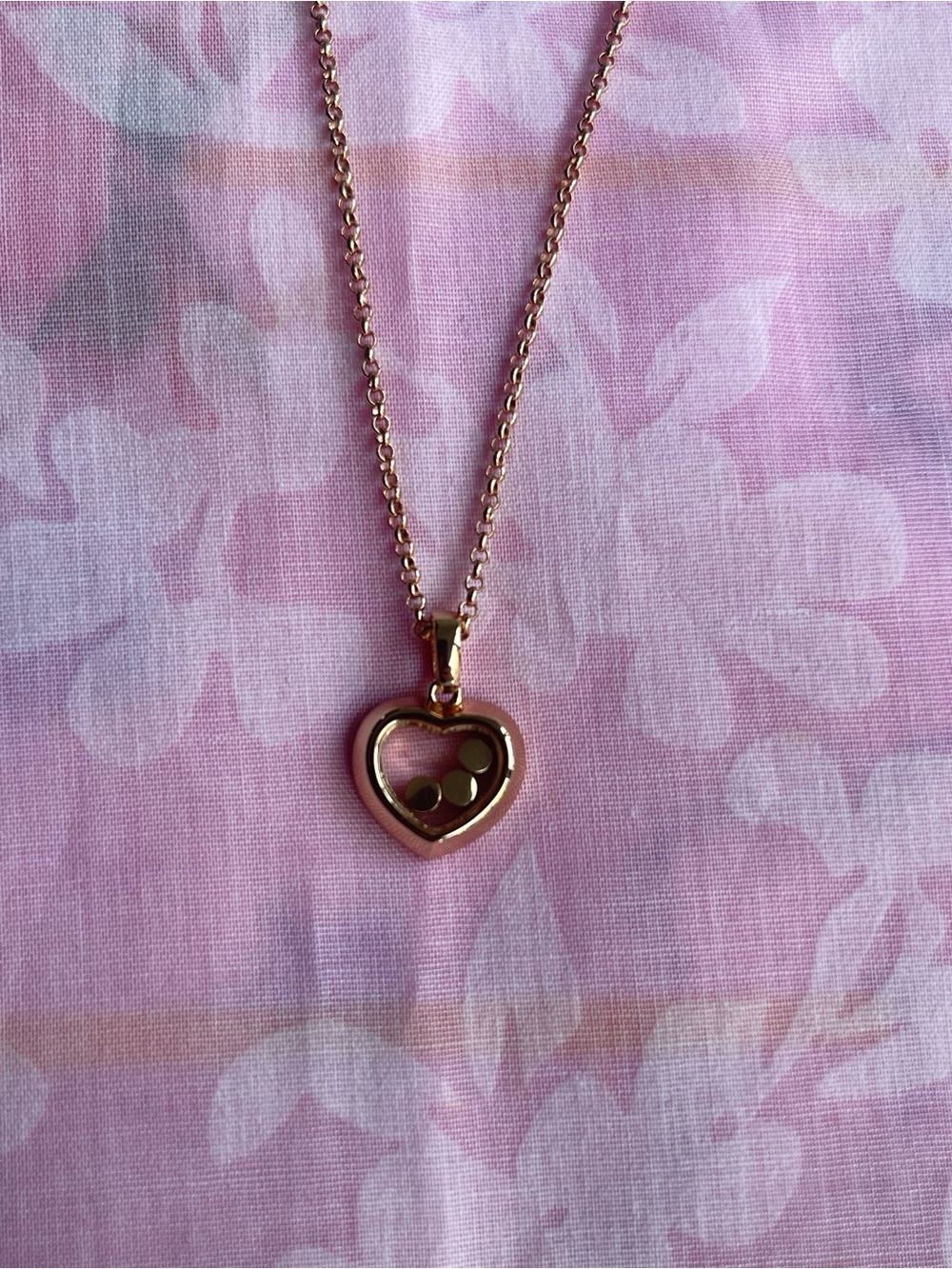 Chopard 18K Rose Gold Heart Pendant Necklace with Floating Diamonds - Picture 5 of 6